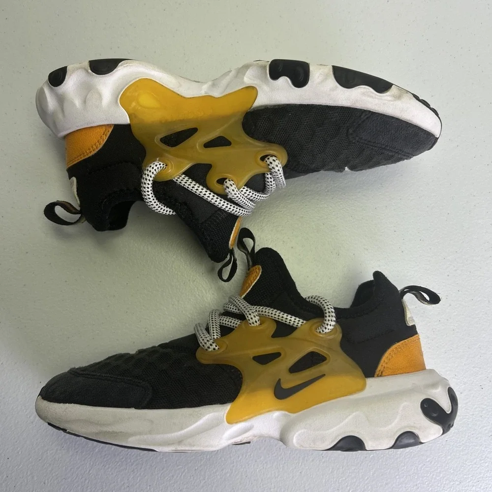 Nike React Presto GS Black Yellow Ceramic Honey Bee Kids Size 1.5Y Running Shoes